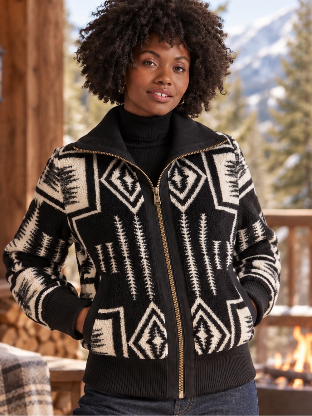 Pendleton Foxglove Range Fleece Bomber Jacket Medium